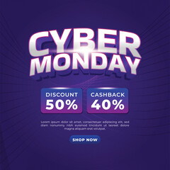 Obraz premium Cyber Monday Sale with 50 Discount and 40 Cashback Promotion