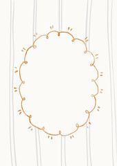 Watercolor Template Frame with stripes background.  Cozy autumn design. Whimsical vintage element in cottagecore style for invitation, social media and posters.