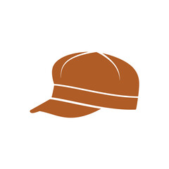 Brown flat cap with white lines on white background vector