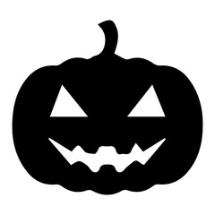 Jack-O'-Lantern Icon Silhouette. Halloween Pumpkin Vector Graphic.