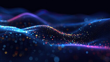 Abstract digital wave with particles