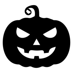 Scary Black Jack-O-Lantern Pumpkin Silhouette Icon
