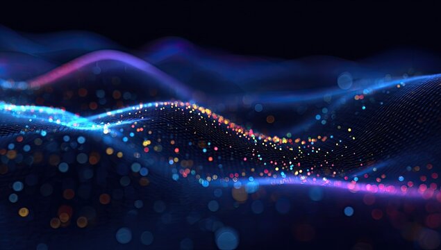 Abstract digital wave with particles