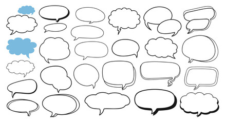 Fototapeta premium A diverse collection of hand-drawn speech and thought bubbles for communication and ideas.