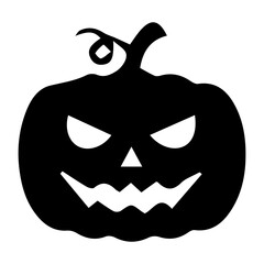 Spooky Black Jack-O'-Lantern Icon Silhouette for Halloween Design