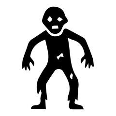 Simple Zombie Silhouette Icon for Halloween and Horror Designs