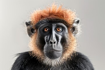 Fototapeta premium monkey with bright amber eyes and flowing fur, captured in soft natural light that highlights the raw beauty and grace of wildlife.