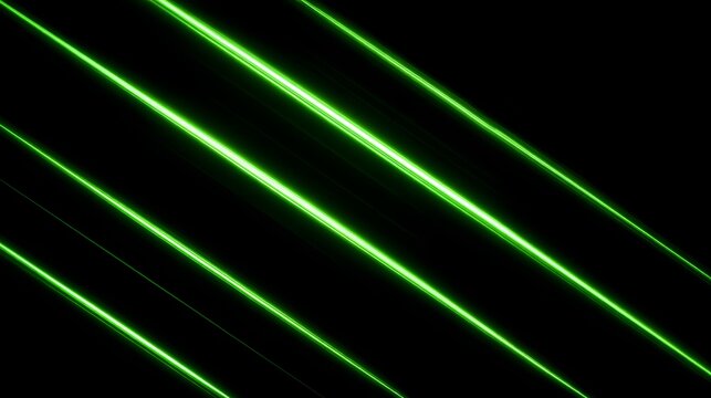 Diagonal green light streaks on a black background.