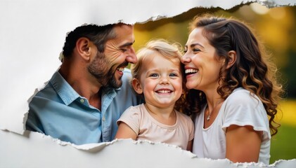 A close-up shot of a family photo, visibly ripped and torn, revealing glimpses of happier times, now fragmented and separated , split, ripped, relationship