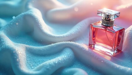 Close-up of delicate fabric, subtly shimmering with the residue of a luxurious perfume, after a gentle wash The image evokes a sense of clean freshness and lingering fragrance , aroma, background
