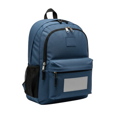 Blue backpack for travel on transparent background