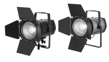 Two stage spotlights isolated on transparent background for lighting and performance visuals