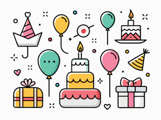 Whimsical Birthday Party Icons Create A Cheerful Celebratory Fun Atmosphere