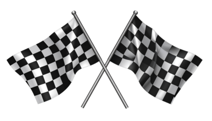 Dual checkered flag designs symbolizing finish line and competition isolated on white background