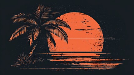 sunset, palm, beach, tree, sea, tropical, ocean, sky, sun, sunrise, silhouette, landscape, summer, water