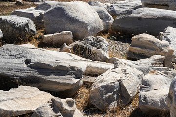 A Landscape of Weathered Stones and Unearthed Textures Capturing the Essence of Nature's Erosion and Time's Passage