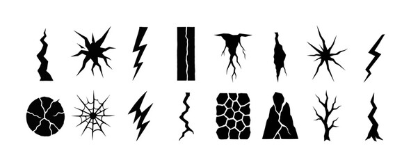 Abstract crack silhouettes collection for graphic design projects