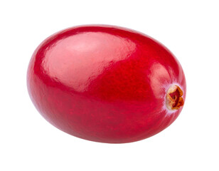 Obraz premium Close-up of a vibrant, glossy, deep-red fruit with a textured stem and background
