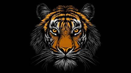 tiger, animal, vector, cat, lion, head, wild, tattoo, illustration, mammal, nature, logo, feline, wildlife, 