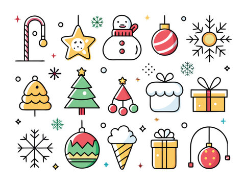Stylized Winter Holiday Icons Create A Festive Seasonal Graphic Pattern