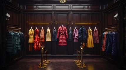 Luxury Wardrobe Collection Displaying High Fashion Apparel Elegantly Arranged