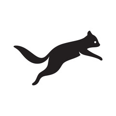 Silhouetted sugar glider in mid-air leap dynamic movement and graceful pose isolated on white vector