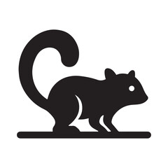 Silhouette of a sugar glider with a curled tail on a white surface vector
