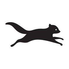 Silhouette of a sugar glider in mid-leap against a pure white backdrop for easy integration vector