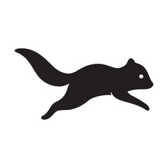 Playful black silhouette of a sugar glider in motion against a vector