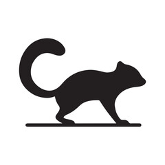 Silhouette of a playful sugar glider poised on a horizontal line ready for action vector