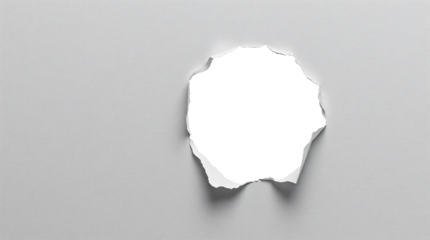 Ripped transparent hole in grey paper