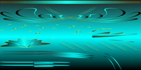 Abstract circle wave with moving dots. Flow of particles. Cyber technology illustration. 3d rendering