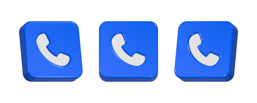 white telephone in blue frame 3d rendering design icon