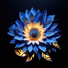 an AI Image Generator, Luminous Sunflowers and Leaves in a Striking Artistic Composition
