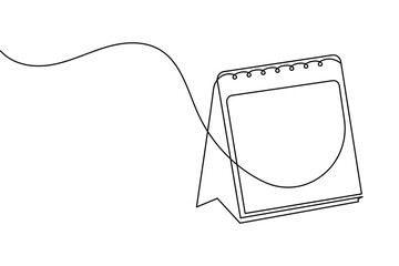 Obraz premium Desk calendar continuous one line drawing minimalist office schedule concept table calendar illustration