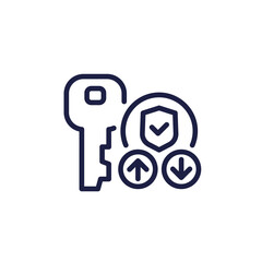 Key exchange line icon, technology and cybersecurity pictogram