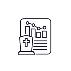 reduce mortality line icon with graph, death rate report