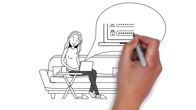 business woman user login drawing 
