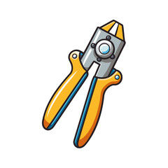 Cartoon illustration of yellow and gray wire stripping pliers