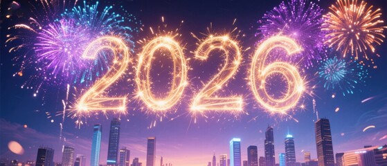 2026 fireworks cityscape celebration