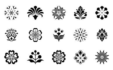 Flower icons set. Isolated elements for design. Vector graphics.