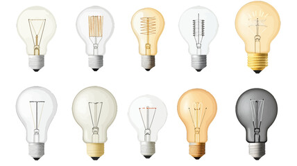 Modern Electric Light Bulb Icons Showcase, Creative Illustrations, Graphic Design Environment