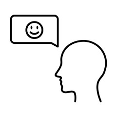 positive communication line icon with editable stroke