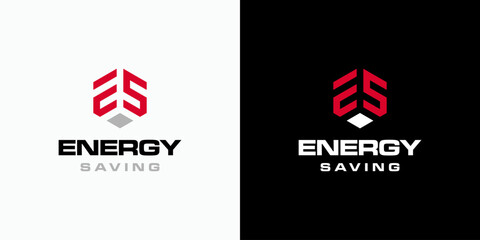 Vector logo design of initial letters E and S in a hexagonal shape with a modern, simple, clean and abstract style. Icon for business, sports, construction and personal branding.
