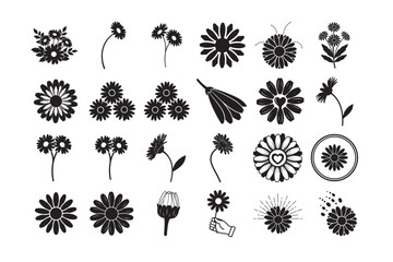 floral silhouette vector and elements