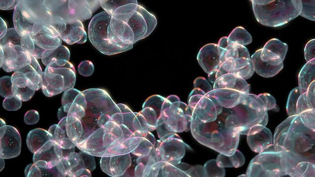 3d rendered illustration of a red bubble, soap bubbles background