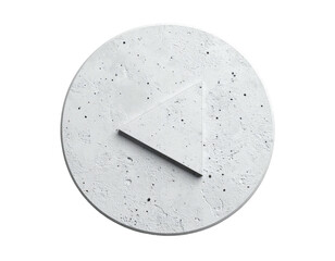 Concrete circle with inset triangle play button against black background
