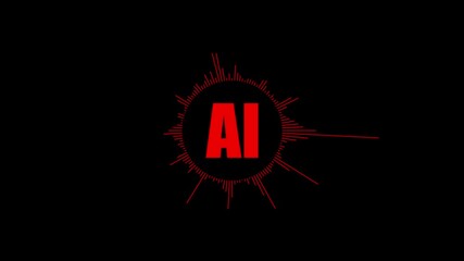 voice recording and podcast AI button icon animation. Podcast recording Audio Icon with AI and Waveform of Sound or Music. Sound wave icon. 4k video