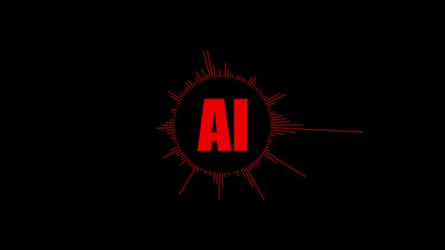 voice recording and podcast AI button icon animation. Podcast recording Audio Icon with AI and Waveform of Sound or Music. Sound wave icon. 4k video