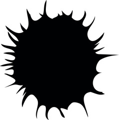 Black silhouette of spike fruit of horse chestnut (Aesculus hippocastanum) isolated on white background